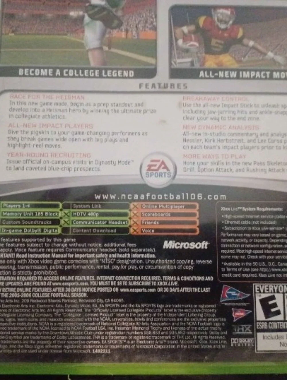 NCAA 06 Football for Xbox With Booklet/Case